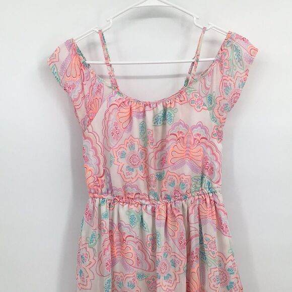 Children’s Place Floral Hi-low Tank Dress Off Shoulder Lined Girls L 10/12 - Picture 2 of 10